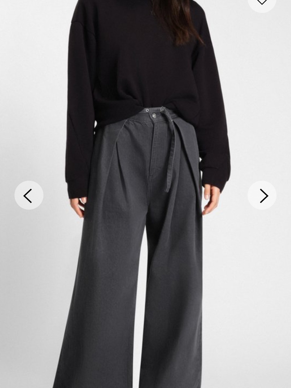 Hugo Boss Wide-Leg High-Waist Pants in Charcoal Gray with Tie Belt